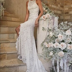 Lulus Everlasting White Floral Lace Mermaid Maxi Dress XL